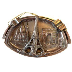 Vintage Paris Souvenir Decorative Plaque W/ Eiffel Tower/Arc De Triomphe Design